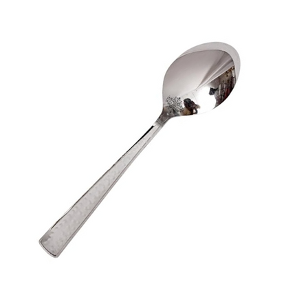 IndianArtVilla Handmade Hammered Stainless Steel Dessert Spoon Cutlery, 1 Pieces