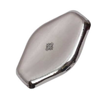 Indian Art Villa Stainless Steel Hammered Abstract Designer Tray Platter - 370 gms