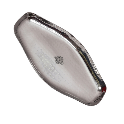 Indian Art Villa Stainless Steel Hammered Abstract Designer Tray Platter - 370 gms