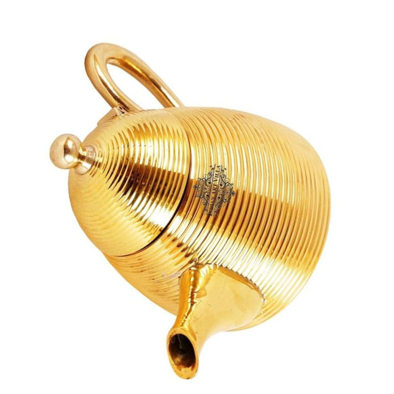 IndianArtVilla Handmade Brass Tea Pot Kettle | 50 ml  Capacity