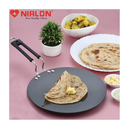 Nirlon Hard Anodized Roti/paratha Tawa With Bakelite Wire Handle | Black | 27.5 Cm