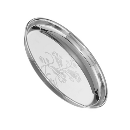 Neelam Stainless Steel 9 22G Lazer Etching Buffet Plate 20 cm - 25 gms