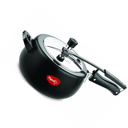 Pigeon by Stovekraft Amelia 5 Ltrs Amelia Induction Base Aluminium Inner Lid Pressure Cooker, 5 Litres, Black