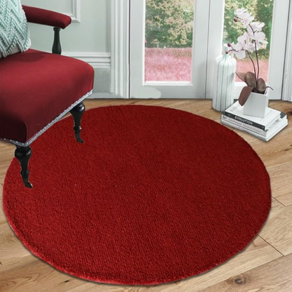The Home Talk Tufted Round Wool Carpet Anti-Skid Backing Area Rugs for Living Room 3 Diameter Multi Rangoli
