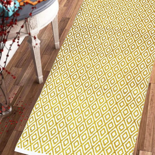 The Home Talk Weaved Cotton Carpets Contemporary Decorators Area Rugs Yellow