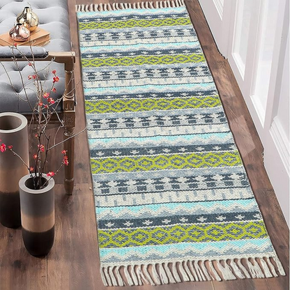 The Home Talk Handmade Cotton Carpets Tribal Contemporary Decorators Area Rugs Denim Blue