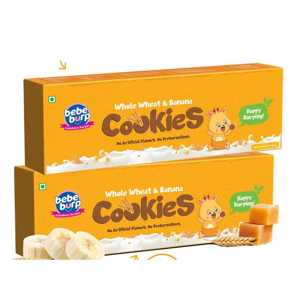 Bebe Burp Whole Wheat Cookies - 150 gms Each(Pack of 2)