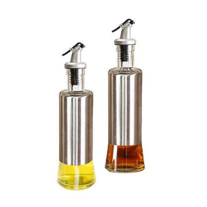 Spatlus Glass Steel Vinegar And Sauce Dispenser 320 ml Each Transparent Steel
