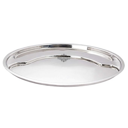 Indian Art Villa Steel Oval Plate, Serving Dishes Tableware Diameter- 16.8" Inch - 825 gms