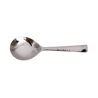 Indian Art Villa Handmade Hammered Stainless Steel Rice Spoon Cutlery, 1 Pieces, Silver