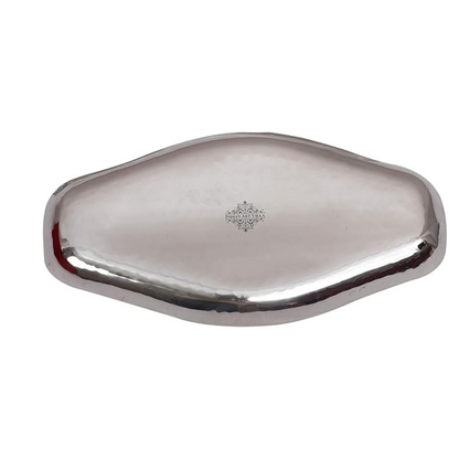 Indian Art Villa Stainless Steel Hammered Abstract Designer Tray Platter - 370 gms