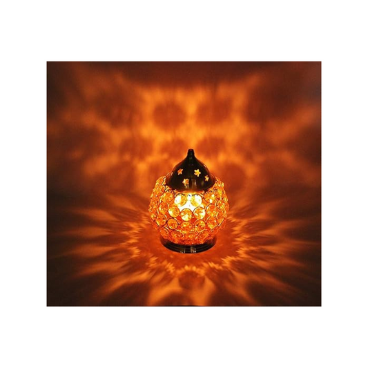 IndianArtVilla Brass Akhand Jyot Crystal Diya, Oval Shape, Oil Puja Lamp - 360 gms