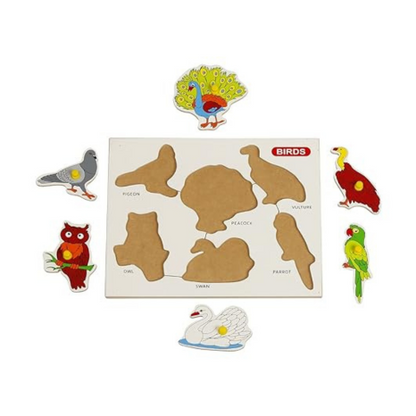 Dreamzberry Wooden Puzzles for Kids Colorful Bird Shape Kids Puzzle with Wooden Knob