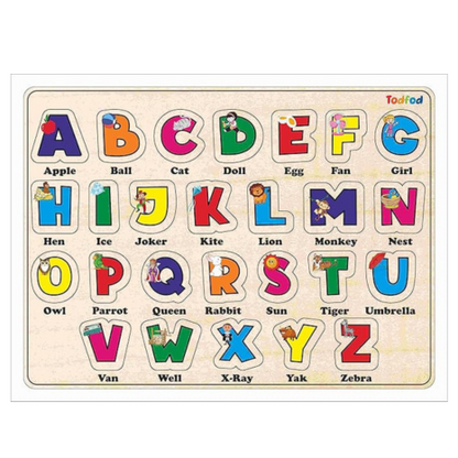 TodFod Wooden Gujarati & English Alphabets Puzzle Toy for Kids & Children Gujarati Consonants with Knob