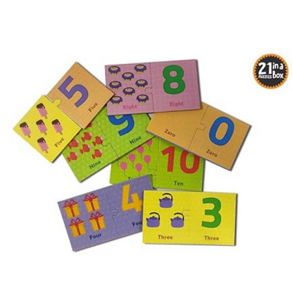 Popcorn Games & Puzzles Numbers 2 Piece Self Correcting Puzzles 21 Puzzles In A Box