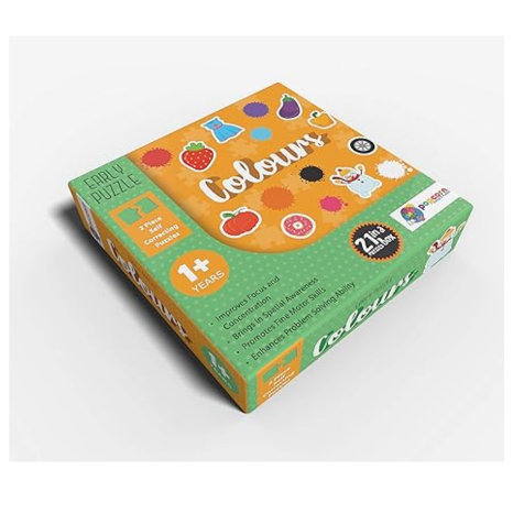 Popcorn Colours 2 Piece Self Correcting Puzzles 21 In A Box & Jumbo Colouring Book 1 Mega Colouring Book