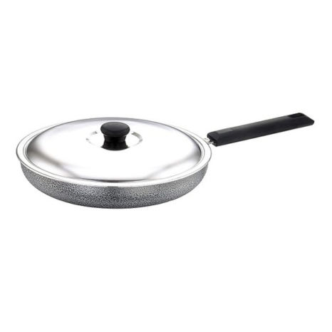 Sowbaghya Non Stick Fry Pan with Stainless Steel Lid Multicolour With Soft Touch Handle