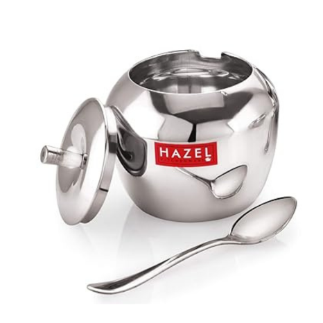 Hazel Stainless Steel Oil and Ghee Container With Spoon for Kitchen 260 ml Capacity