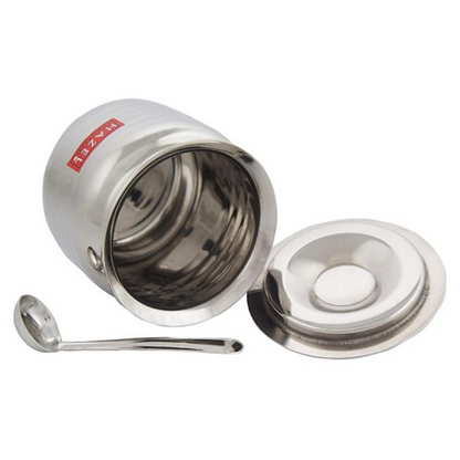 Hazel Ghee Pot with Spoon Stainless Steel Hammered Finish Ghee Container Oil
