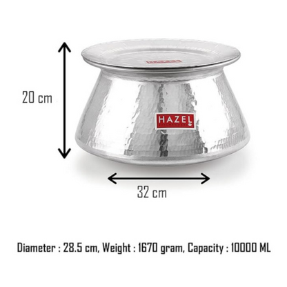 Hazel Aluminium Hammered Finish Handi with Lid Biryani Rice Cooking Pot Degri Tope Patila