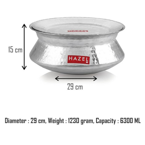 Hazel Biryani Pot 6300 ml Aluminium Biriyani Handi Set Aluminium Hammered Finish Tope