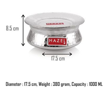 Hazel Biryani Pot Aluminium Biryani Handi Set 1000 Ml Aluminium Hammered Finish Tope Patila Handi