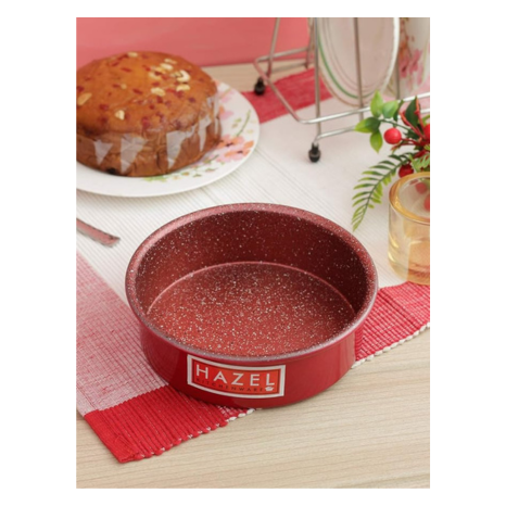 Hazel Non-Stick Cake Mould Heavy Gauge Aluminium Cake Mould Set of 1 Round Shape Red