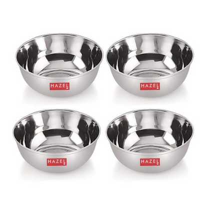 Hazel Stainless Steel Bowl Vati Steel Bowl Set for Kitchen Dinner Bowl Katori Serving Wati Each 270 ml