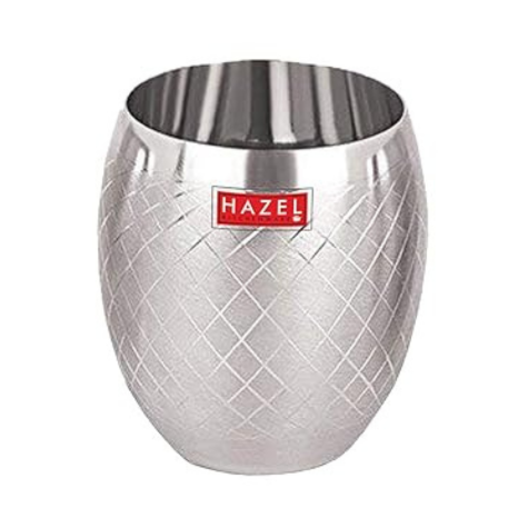 Hazel Matt Finish Designer Stainless Steel Drinking Glasses 260 ml Each Silver Colour
