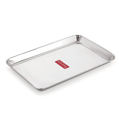 Hazel Stainless Steel Serving Tray Rectangle Premium Rectangular Dining Table Plater (Small)