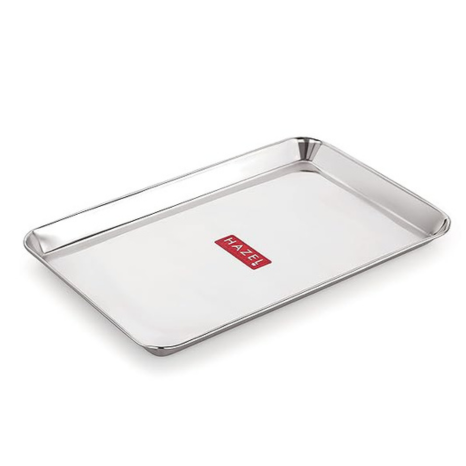 Hazel Stainless Steel Serving Tray Rectangle Premium Rectangular Dining Table Plater (Small)