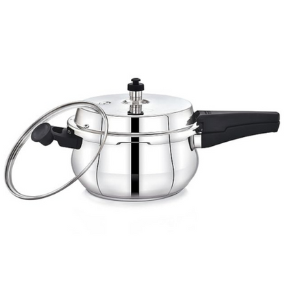 Praylady Stainless Steel Pressure Cooker With Outer Lid Neo + Belly Cooker 1.5 Liter Silver