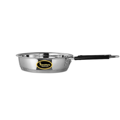 Kanshitas Rasoiware Heavy Geauge Stainless Steel Induction Bottom Fry Pan Tadka Pan 1 Liter