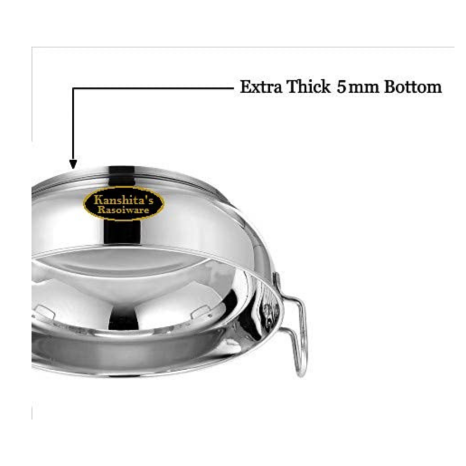 Kanshitas Rasoiware Stainless Steel Heavy Gauge Induction Bottom Kadhai 28.4 cm 4 Liter