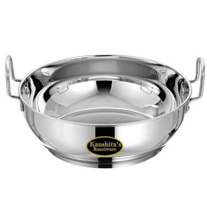 Kanshitas Rasoiware Stainless Steel Heavy Gauge Induction Bottom Kadhai 28.4 cm 4 Liter