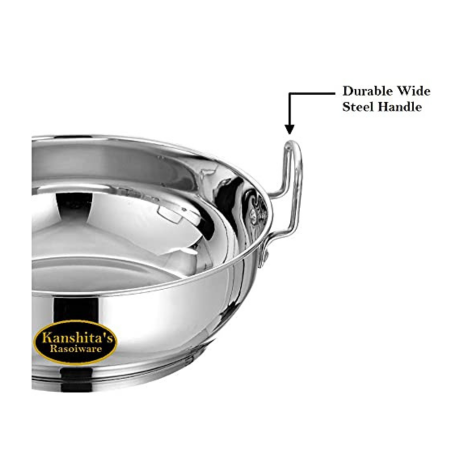Kanshitas Rasoiware Premium Steel Induction Base Kadhai 3 Liter Heavy Gauge