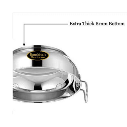 Kanshitas Rasoiware Premium Steel Induction Base Kadhai 3 Liter Heavy Gauge