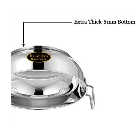 Kanshitas Rasoiware Premium Steel Induction Base Kadhai 750 ml and 1.5 Liter Heavy Gauge Combo