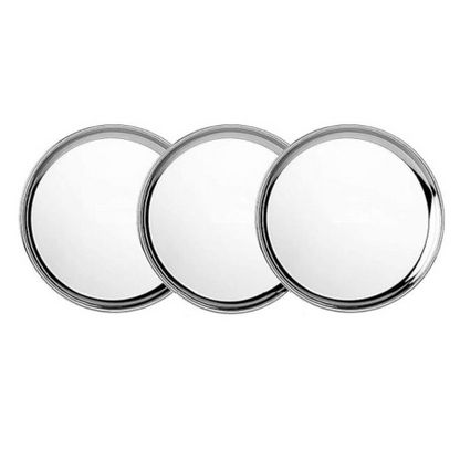Kanshitas Rasoiware Stainless Steel Plain Full Dinner Plate with Mirror Finish 25.4 cm Dia 3 Pcs