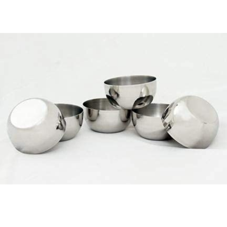 Kanshitas Rasoiware Stainless Steel Heavy Gauge Small Katori Chatni Bowl Each 60 ml 6 Pcs