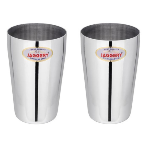 Jaggery Stainless Steel Drinking Serving Water Milk Juice Glass Glasses Set Thumsup Each Glass 400 ml