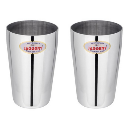 Jaggery Stainless Steel Drinking Serving Water Milk Juice Glass Glasses Set Thumsup Each Glass 400 ml