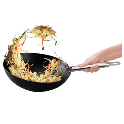 Amicus Kitchen Iron Wok for Cooking & Deep Frying Pre Seasoned Iron Kadai Wok Fry Pan 25 cm 2 L Black