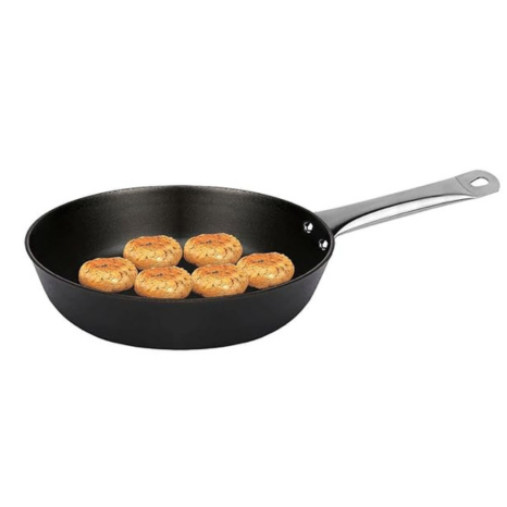 Amicus Pre Seasoned Iron Frying Pan for Cooking Deepfry Stirfry Frypan Nonstick 22 Cm 1.5 Litre