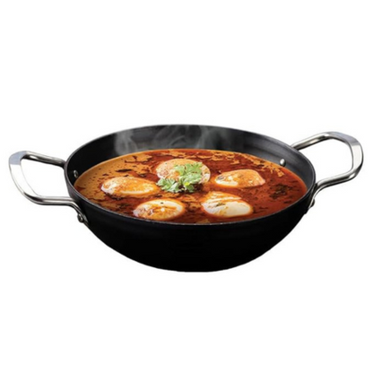 Amicus Kitchen Iron Kadai for Cooking & Deep Frying Pre-Seasoned Iron Kadhai Fry Pan 22 Cm 1.5 L