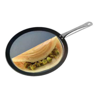 Amicus Preseasoned 26 Cm Iron Tawa for Dosa Roti Uttapam Chapati Flat Iron Tava 1 Kg Black