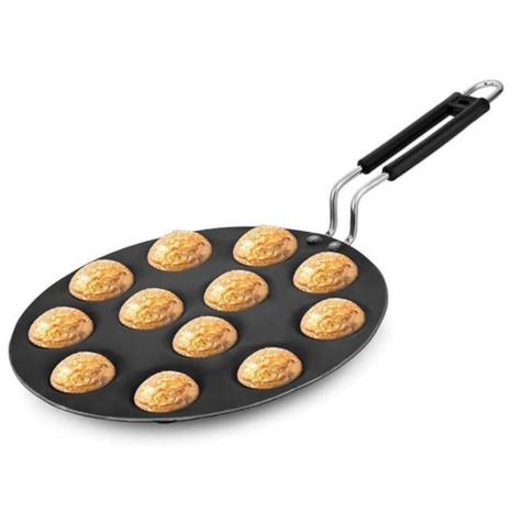 Amicus Iron Appam Pan Tawa 27 cm 12 Cavity Appe Tawa Pan for Appam Paniyaram Paniyarakkal