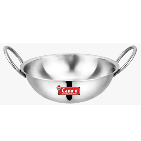Camro Triply Round Bottom Kadhai 4 Liters 14 No 26 cm Serves 6 People Induction Friendly