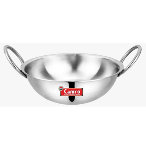 Camro Triply Round Bottom Kadhai 3.1 Liters 13 No 24 cm Serves 4 Peopl Induction Friendly