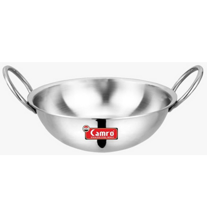 Camro Triply Round Bottom Kadhai 1.8 Liters 12 No 22 cm Serves 3-4 People Induction Friendly